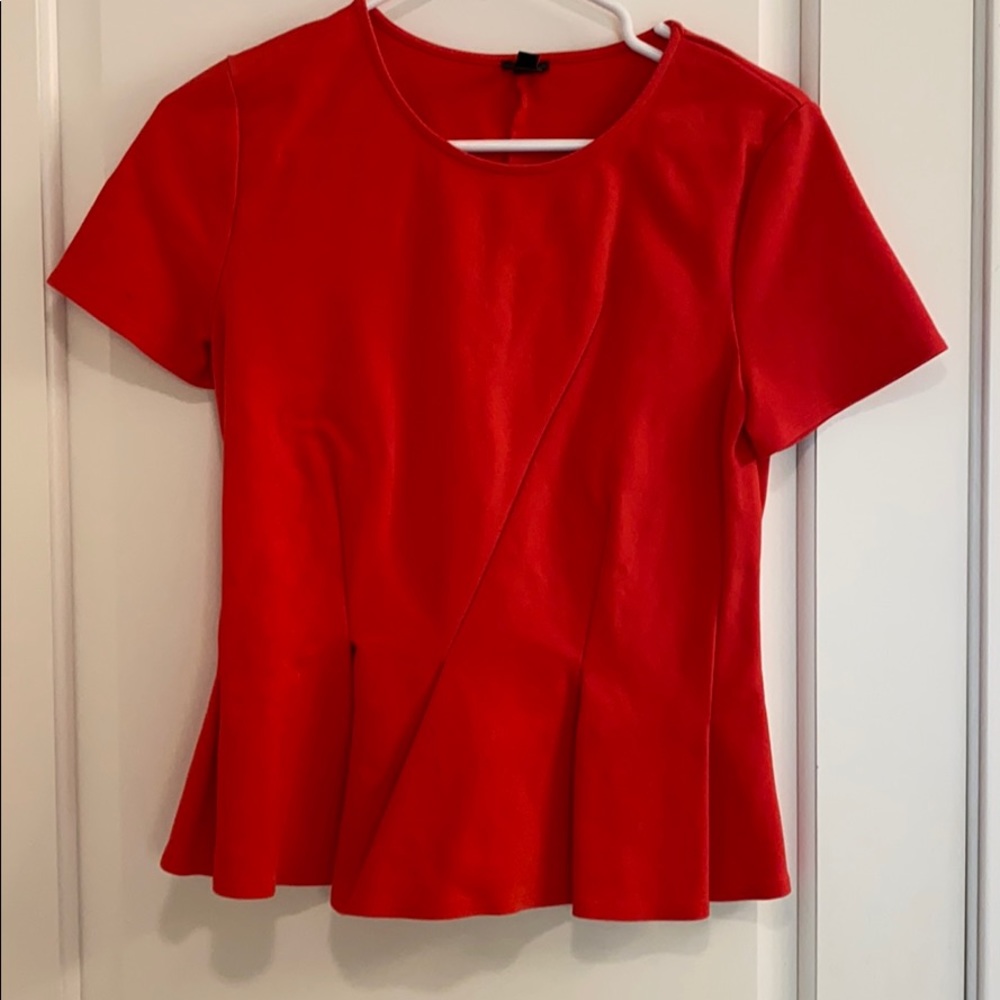 J. Crew fluted crimson red blouse